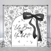 Aperturee - Aperturee Floral Bow You Did It Custom Name Graduation Backdrop